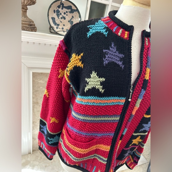 Coldwater Creek Red Multicolor Knit Sweater - Picture 3 of 7